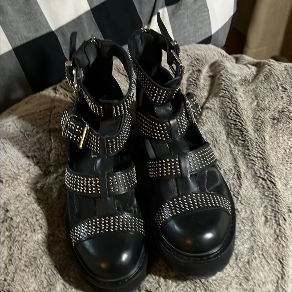 Cult Black Studded Ankle Boots